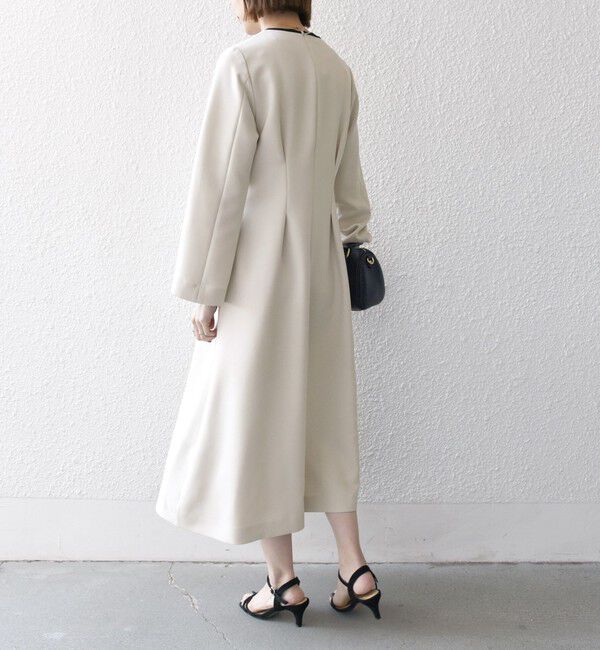 SHIPS any「《一部追加予約》【WEB限定】SHIPS any: ダブルクロス ウエスト タック Aライン ワンピース ［NAVY BLUE］」|ワンピース|