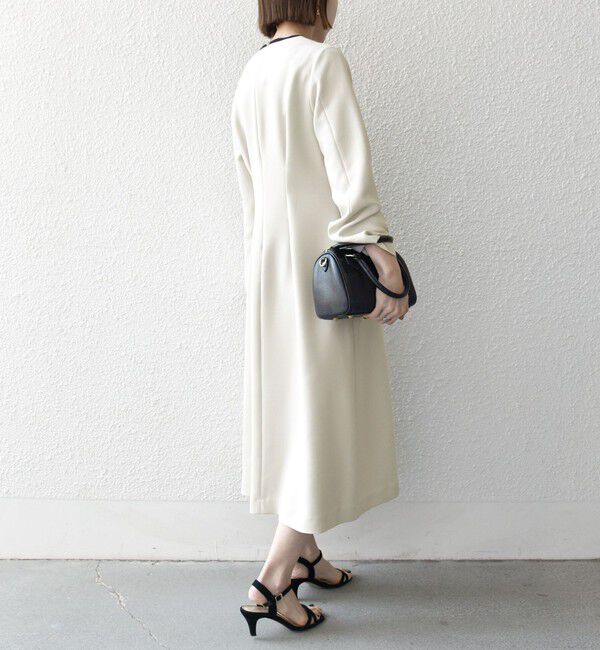 SHIPS any「《一部追加予約》【WEB限定】SHIPS any: ダブルクロス ウエスト タック Aライン ワンピース ［NAVY BLUE］」|ワンピース|