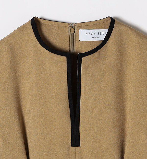 SHIPS any「《一部追加予約》【WEB限定】SHIPS any: ダブルクロス ウエスト タック Aライン ワンピース ［NAVY BLUE］」|ワンピース|