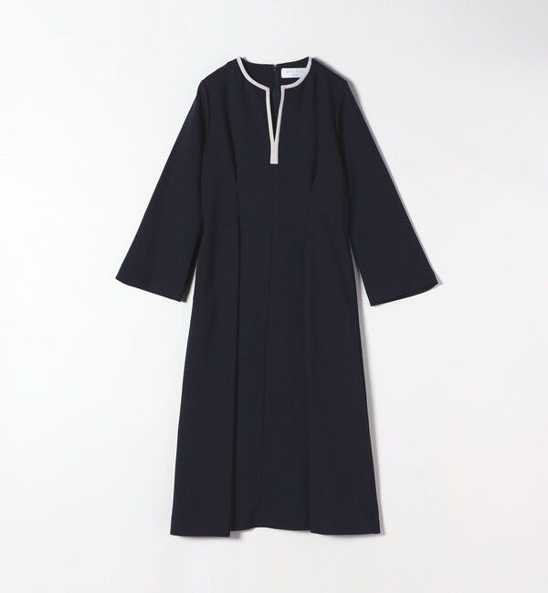SHIPS any「《一部追加予約》【WEB限定】SHIPS any: ダブルクロス ウエスト タック Aライン ワンピース ［NAVY BLUE］」|ワンピース|