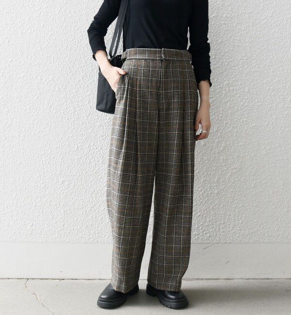 SHIPS any「SHIPS any:〈手洗い可能〉ウールライク チェック セミワイド グルカ パンツ」|その他|