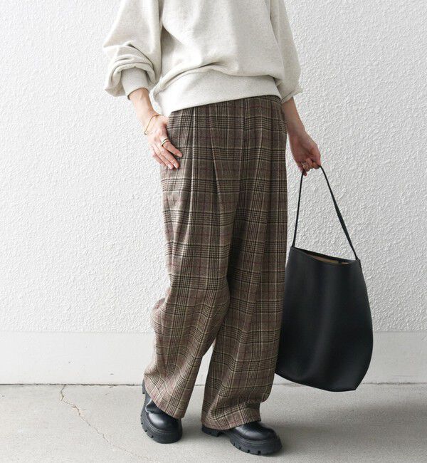 SHIPS any「SHIPS any:〈手洗い可能〉ウールライク チェック セミワイド グルカ パンツ」|その他|
