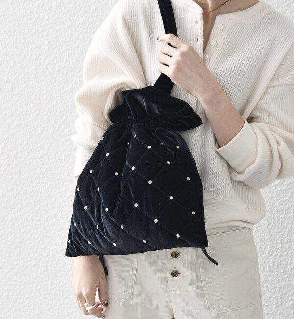 SHIPS any「SHIPS any: ビジュー ポリエステル ベロア キルティング ドロスト トートバッグ」|トートバッグ|