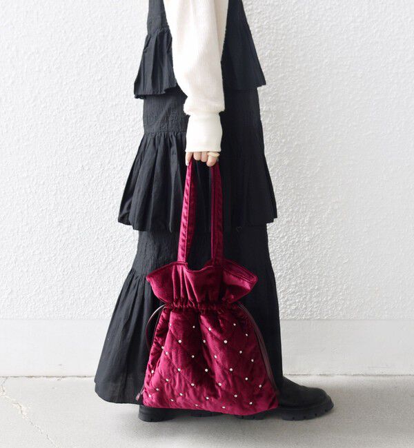 SHIPS any「SHIPS any: ビジュー ポリエステル ベロア キルティング ドロスト トートバッグ」|トートバッグ|