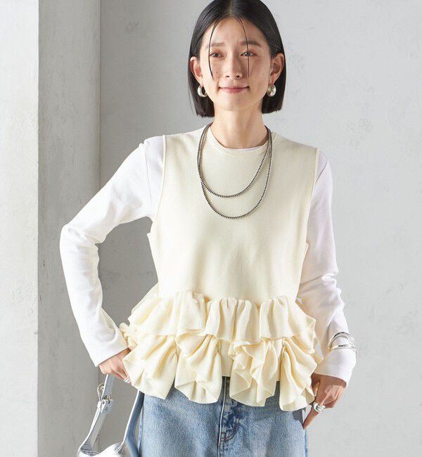 SHIPS for women「〈手洗い可能〉ペプラム フリル 2WAY ベスト」|ベスト・ジレ|