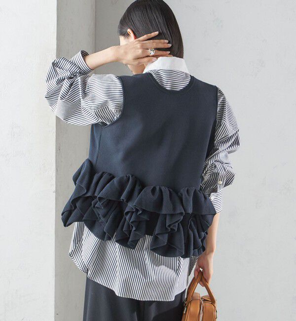 SHIPS for women「〈手洗い可能〉ペプラム フリル 2WAY ベスト」|ベスト・ジレ|