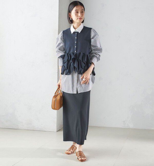 SHIPS for women「〈手洗い可能〉ペプラム フリル 2WAY ベスト」|ベスト・ジレ|