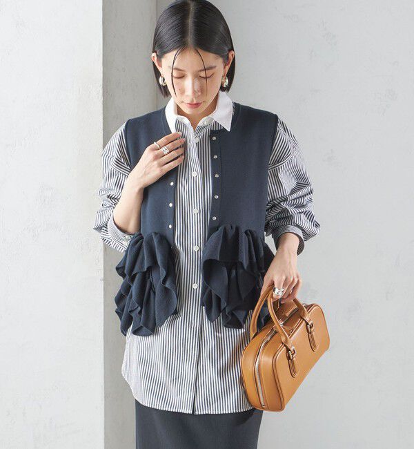 SHIPS for women「〈手洗い可能〉ペプラム フリル 2WAY ベスト」|ベスト・ジレ|