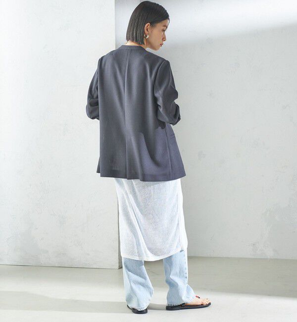 SHIPS for women「〈手洗い可能〉Asami 麻調合繊 カラーレス ジャケット」|ノーカラージャケット|