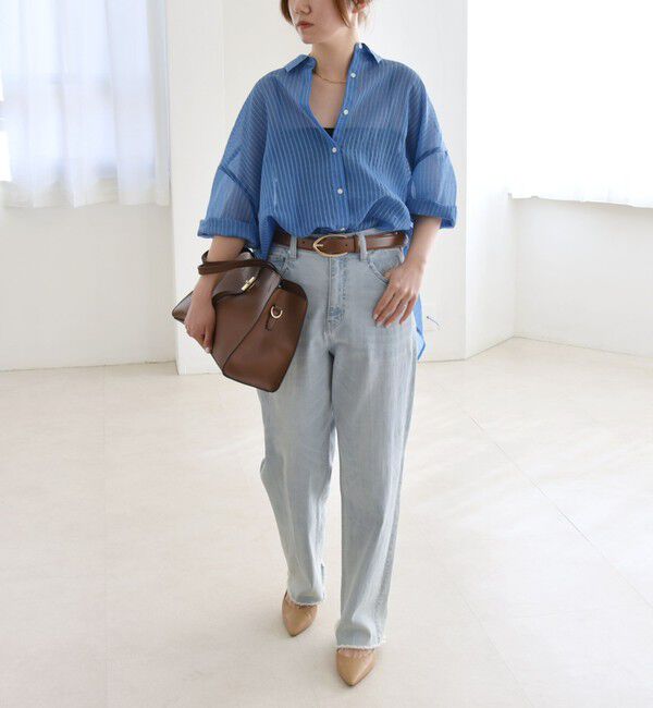 quaranciel「quaranciel:〈手洗い可能〉シアー ストライプ ボーダー ビッグ シャツ」|シャツ・ブラウス|