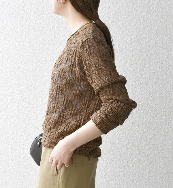 SHIPS any「SHIPS any:〈手洗い可能〉フラワー メッシュ クルーネック プルオーバー」|Tシャツ・カットソー|