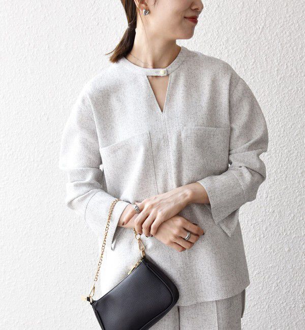 SHIPS any「SHIPS any:〈洗濯機可能〉ツイード ライク オーバー ブラウス［NAVY BLUE］」|シャツ・ブラウス|