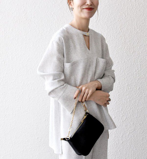 SHIPS any「SHIPS any:〈洗濯機可能〉ツイード ライク オーバー ブラウス［NAVY BLUE］」|シャツ・ブラウス|