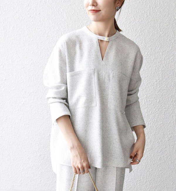 SHIPS any「SHIPS any:〈洗濯機可能〉ツイード ライク オーバー ブラウス［NAVY BLUE］」|シャツ・ブラウス|