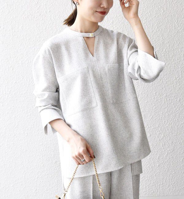 SHIPS any「SHIPS any:〈洗濯機可能〉ツイード ライク オーバー ブラウス［NAVY BLUE］」|シャツ・ブラウス|