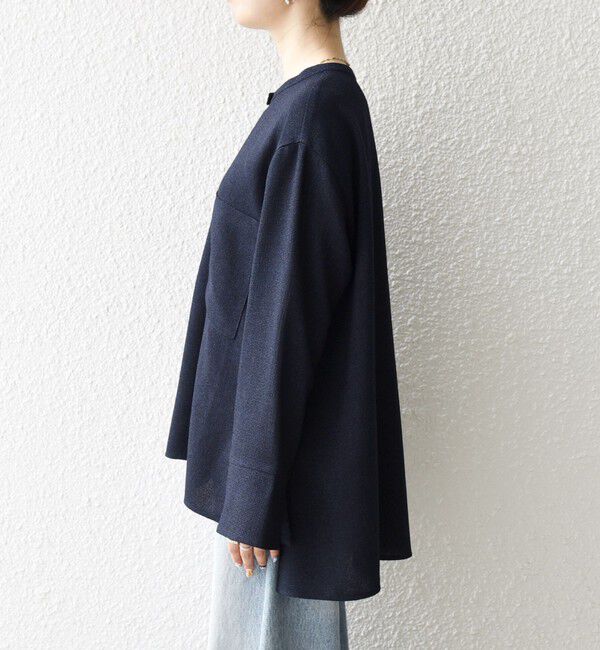 SHIPS any「SHIPS any:〈洗濯機可能〉ツイード ライク オーバー ブラウス［NAVY BLUE］」|シャツ・ブラウス|