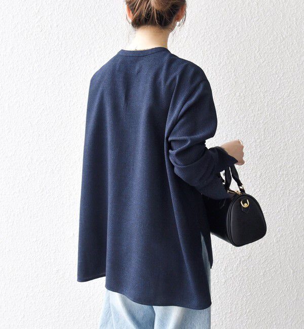 SHIPS any「SHIPS any:〈洗濯機可能〉ツイード ライク オーバー ブラウス［NAVY BLUE］」|シャツ・ブラウス|