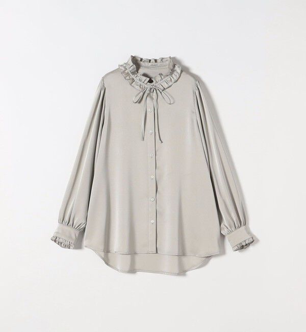 SHIPS any「《一部追加予約》SHIPS any:〈洗濯機可能〉サテン フリル カラー リボン シャツ ブラウス」|シャツ・ブラウス|