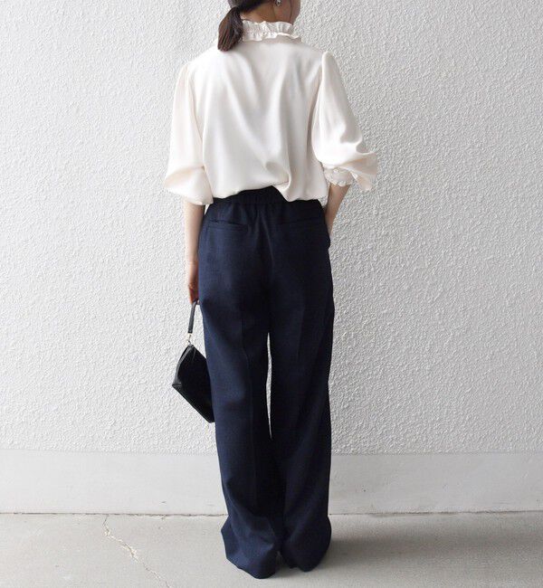 SHIPS any「《一部追加予約》SHIPS any:〈洗濯機可能〉サテン フリル カラー リボン シャツ ブラウス」|シャツ・ブラウス|