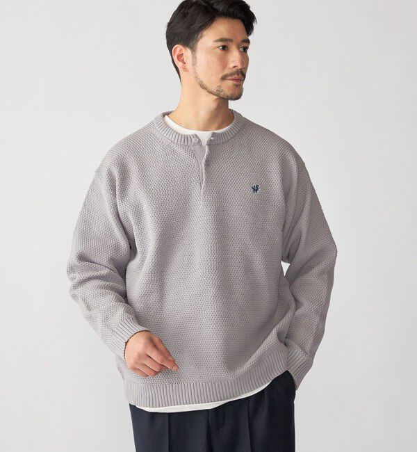 SHIPS「【WEB限定】SHIPS: ヘンリーネック レイヤード ニット」|ニット・セーター|チャコールグレー
