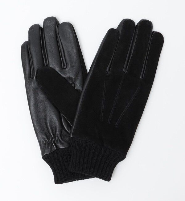 SHIPS「SHIPS:〈タッチパネル対応〉スエード リブ グローブ」|手袋|ブラック