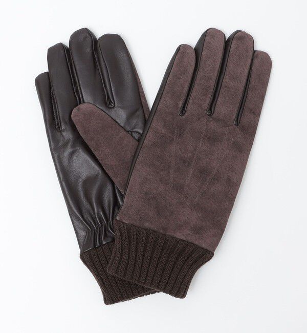SHIPS「SHIPS:〈タッチパネル対応〉スエード リブ グローブ」|手袋|ブラウン