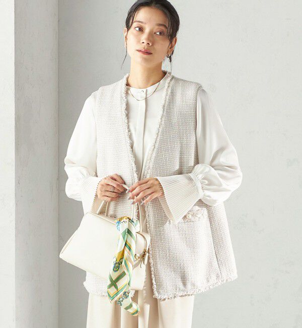 SHIPS for women「トライスピン 杢 ツイード カラーレス ジレ（セレモニー対応可）」|ベスト・ジレ|