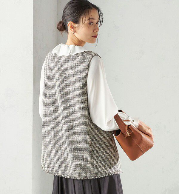 SHIPS for women「トライスピン 杢 ツイード カラーレス ジレ（セレモニー対応可）」|ベスト・ジレ|