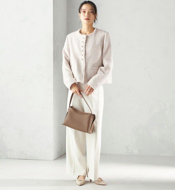 SHIPS for women「《一部追加予約》トライスピン 杢 ツイード パール モチーフ ボタン ジャケット（セレモニー対応可）」|ノーカラージャケット|