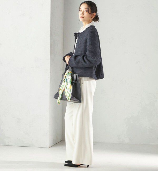 SHIPS for women「《一部追加予約》トライスピン 杢 ツイード パール モチーフ ボタン ジャケット（セレモニー対応可）」|ノーカラージャケット|