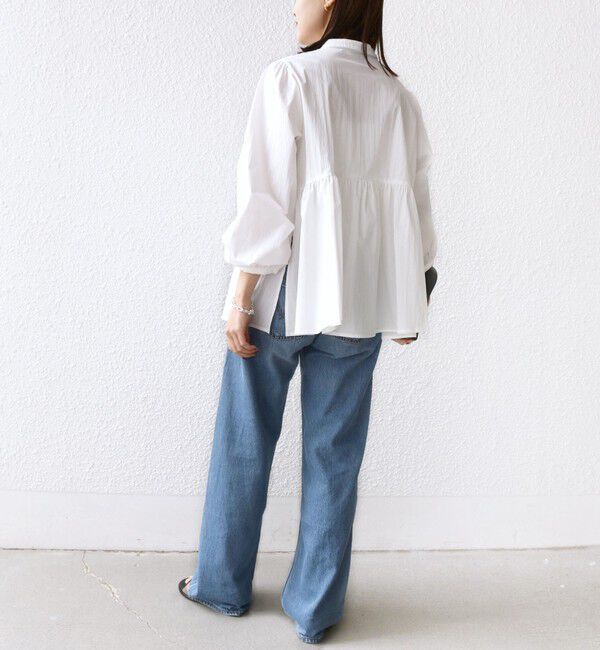 SHIPS for women「《予約》【WEB限定】〈手洗い可能〉フリル 刺繍 ペプラム ブラウス」|シャツ・ブラウス|