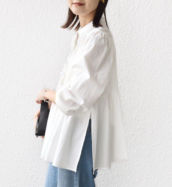 SHIPS for women「《予約》【WEB限定】〈手洗い可能〉フリル 刺繍 ペプラム ブラウス」|シャツ・ブラウス|