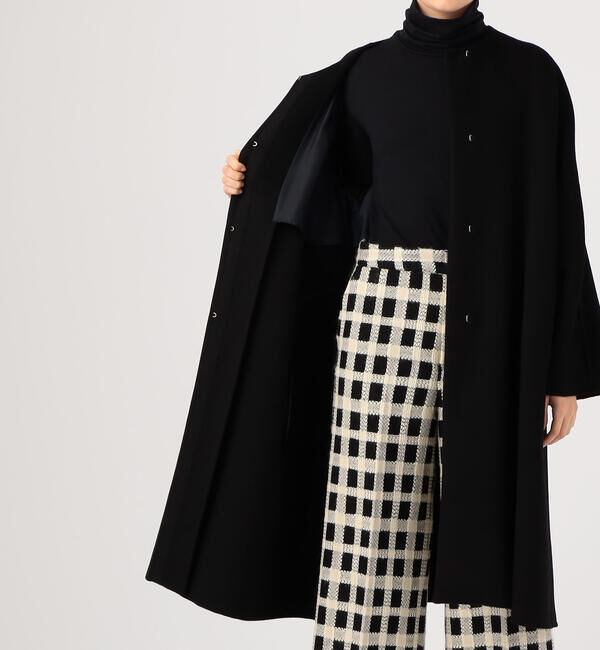 TOMORROWLAND collection「プレミアムカシミヤリバー ノーカラーAラインコート」|ノーカラーコート|