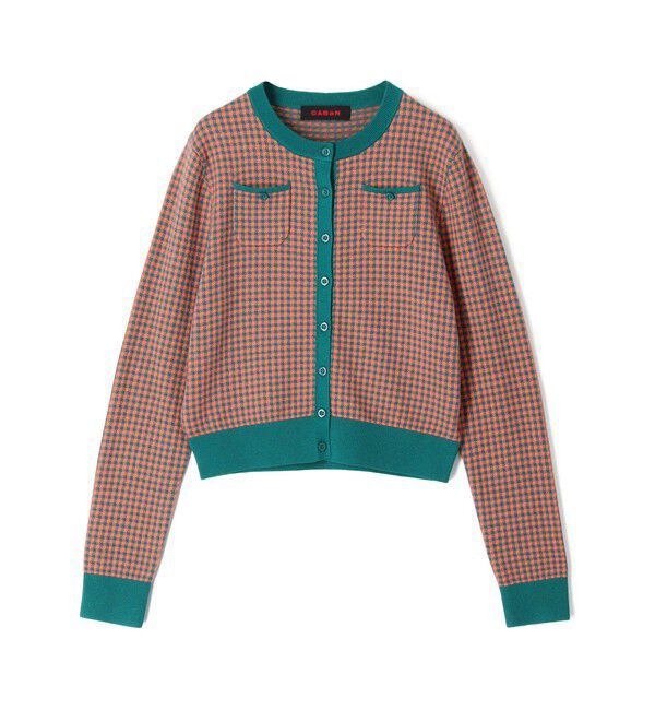 CABaN「コットンカシミヤ ギンガムチェックカーディガン」|カーディガン|66 ブルー系