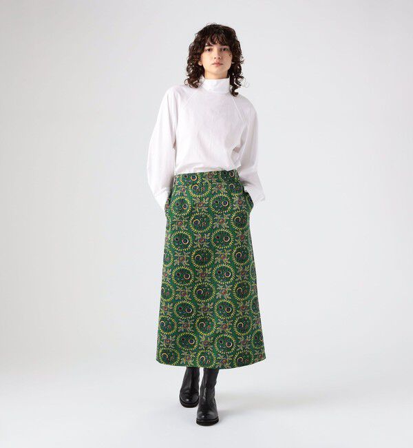 SOULEIADO「ポリステルプリント Iラインロングスカート」|タイト|