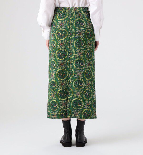 SOULEIADO「ポリステルプリント Iラインロングスカート」|タイト|