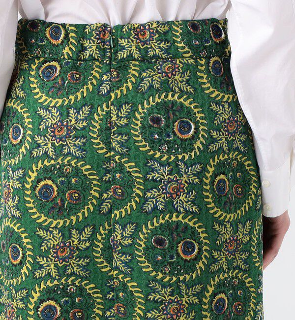 SOULEIADO「ポリステルプリント Iラインロングスカート」|タイト|