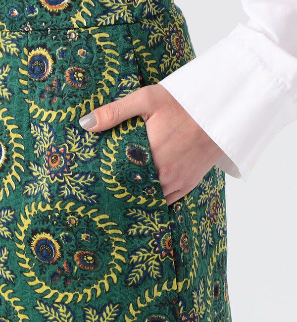 SOULEIADO「ポリステルプリント Iラインロングスカート」|タイト|