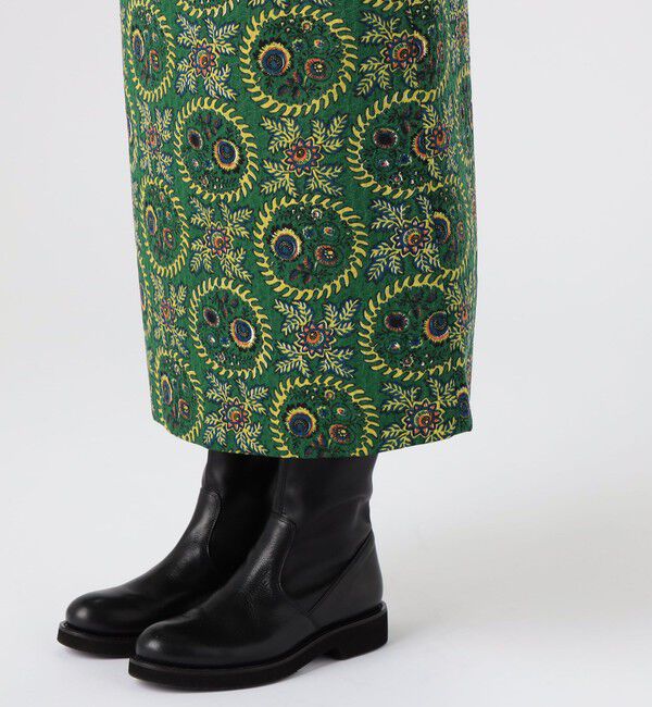 SOULEIADO「ポリステルプリント Iラインロングスカート」|タイト|