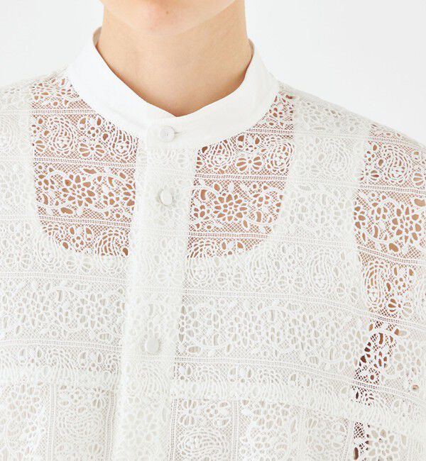 SOULEIADO「ケミカルレース バンドカラーブラウス」|シャツ・ブラウス|