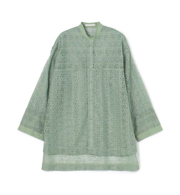 SOULEIADO「ケミカルレース バンドカラーブラウス」|シャツ・ブラウス|52 ライトグリーン系