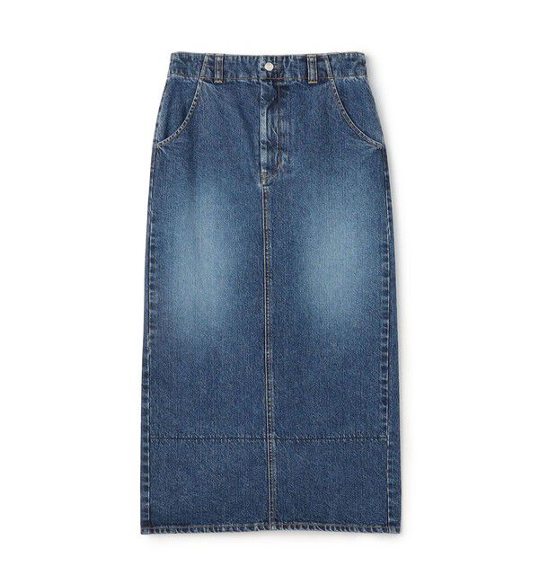 MACPHEE「コットンデニム Iラインロングスカート」|タイト|65 ブルー