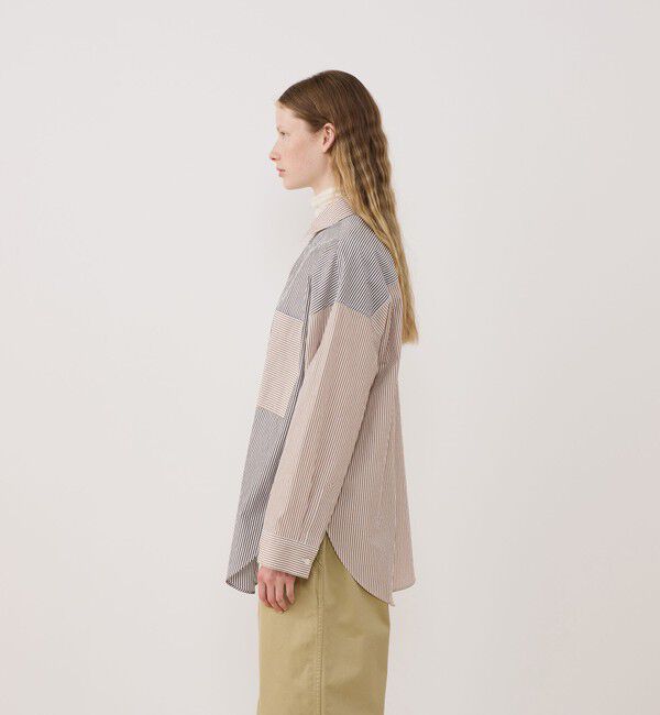 GALERIE VIE「ワッシャーコットンポプリン ストライプコンビシャツ」|シャツ・ブラウス|