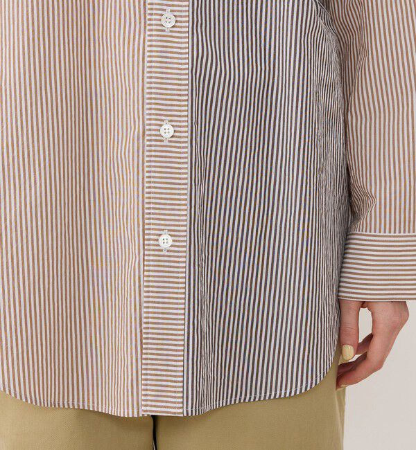 GALERIE VIE「ワッシャーコットンポプリン ストライプコンビシャツ」|シャツ・ブラウス|
