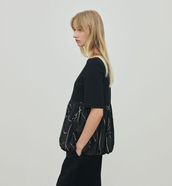 DES PRES「コードステッチプリント コンビバルーンプルオーバー」|シャツ・ブラウス|