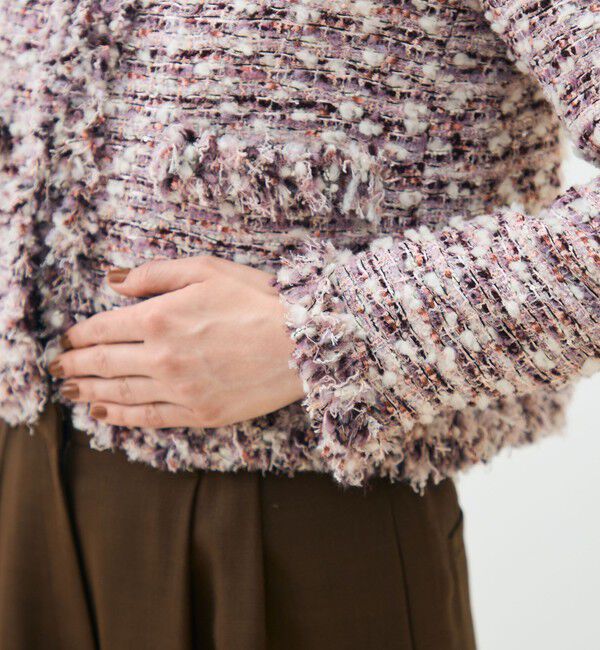 TOMORROWLAND collection「ライラックファンシー フリンジカラーレスジャケット」|ノーカラージャケット|