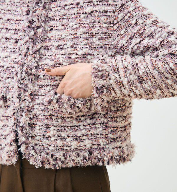 TOMORROWLAND collection「ライラックファンシー フリンジカラーレスジャケット」|ノーカラージャケット|