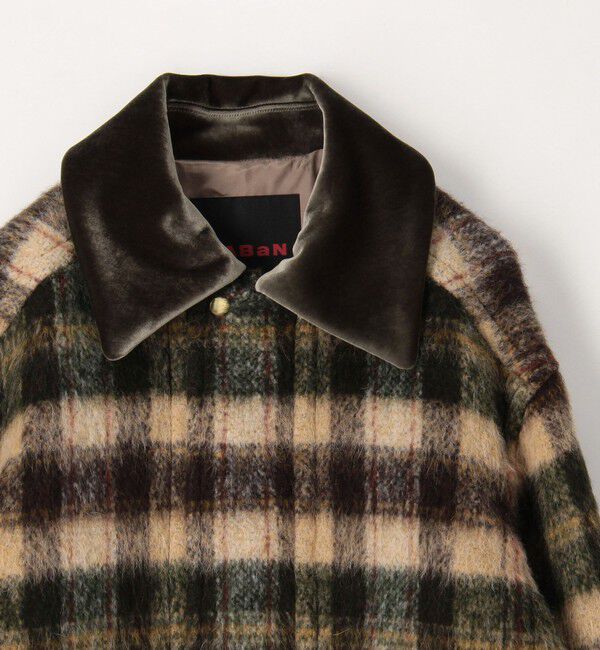 CABaN「シャギーチェック ジップアップブルゾン」|ダッフルコート|