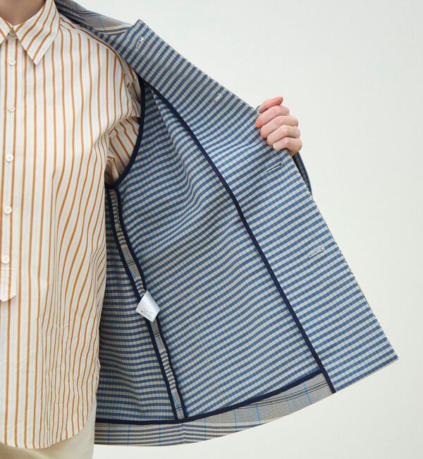 MACPHEE「【WEB先行予約】トゥーサイドチェック ステンカラーショートコート」|ステンカラーコート|