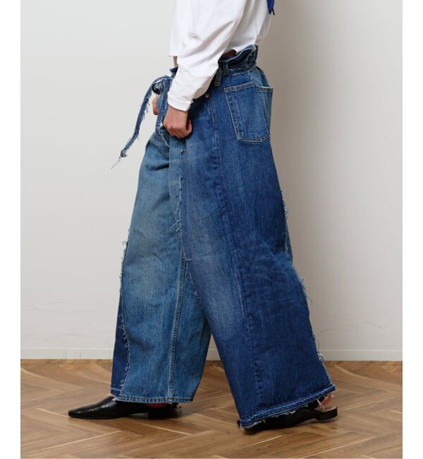  「《予約》リメイクダブルデニムパンツ」|デニム|